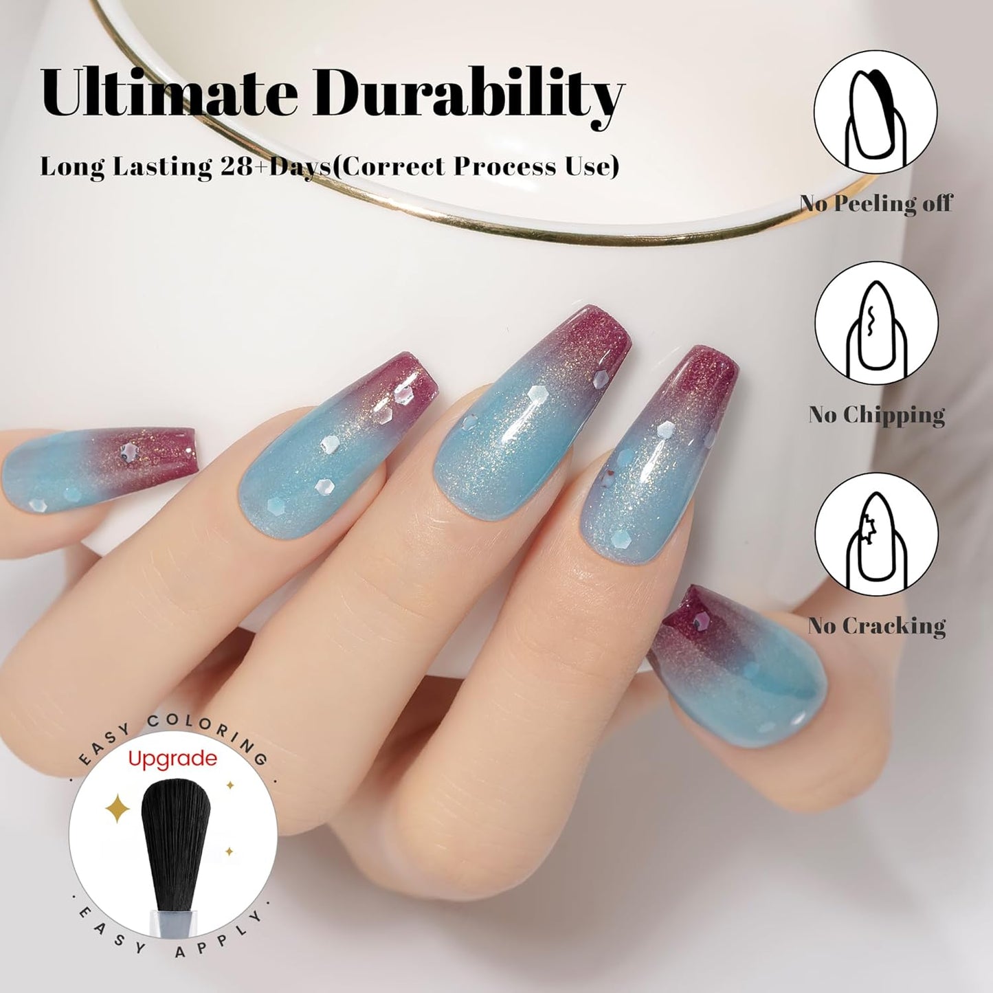 YTD Likomey Color Changing Gel Nail Polish,HEMA Free TPO Free,15ml Turquoise to Deep Purple Shimmer Glitter Mood Temperature Change Colors,Thermal Ombre Manicure Varnish,WB431