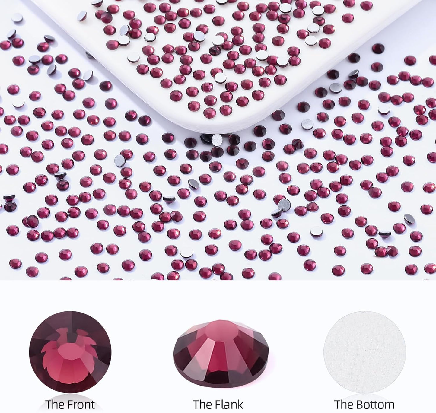 Purple Flatback Rhinestones, Glass Rhinestones for Nail Art and Craft, Glue Fix, Loose Crystal Gemstones(Purple, SS8, 1440pcs, 2.3-2.5mm)