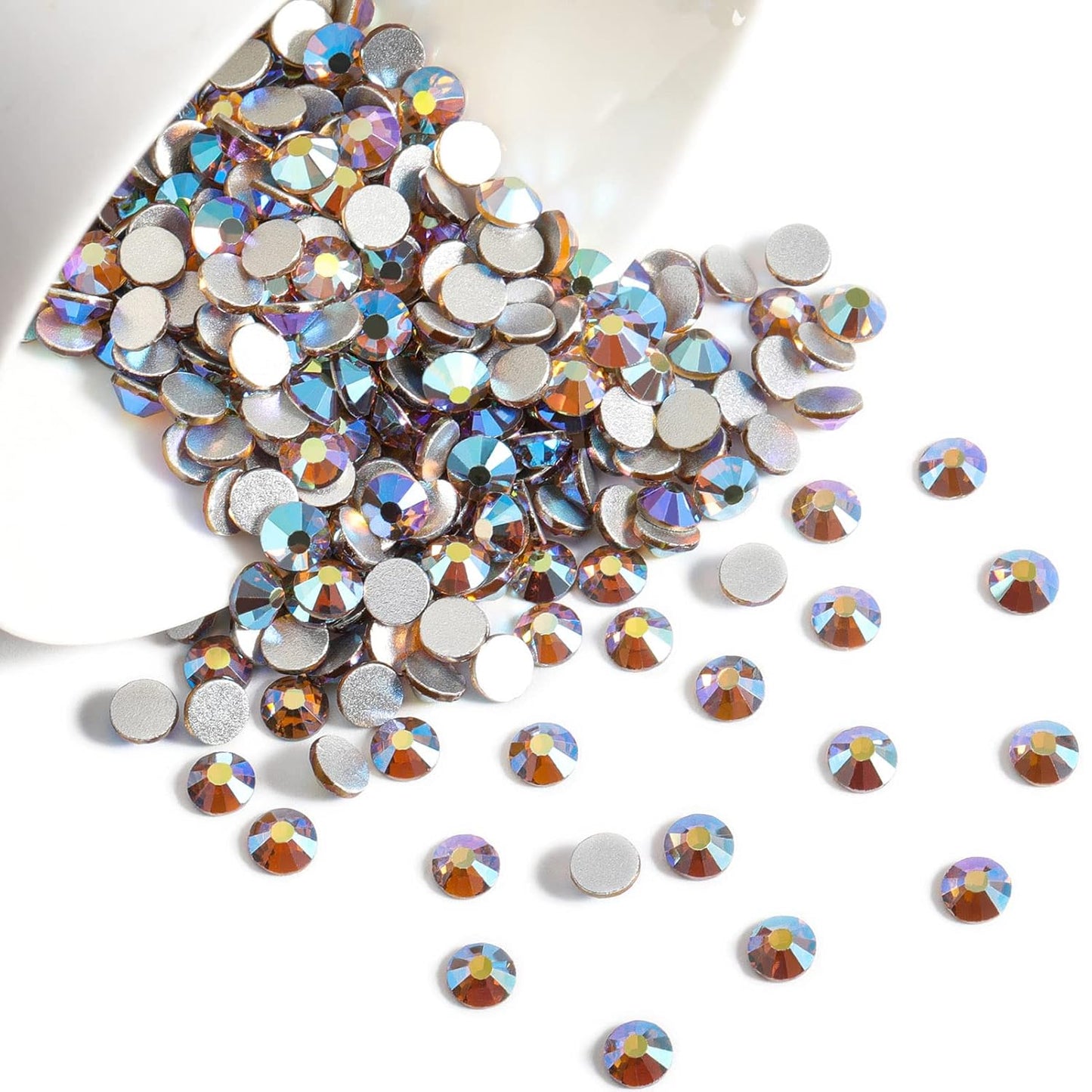 beadsland 288 Pieces Flat Back Crystal Rhinestones Round Gems, Lt.Colorado Topaz AB,SS30,6.3-6.5mm