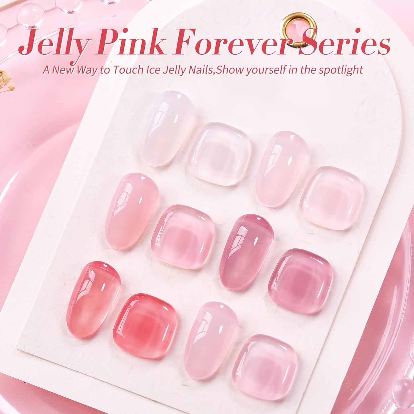 Born Pretty Jelly Gel Nail Polish Sheer Pink Gel Nail Polish Crystal Transparent Milky Gel Polish Kit Nail Art Varnish Collection Gift Set 7ML 6PCS