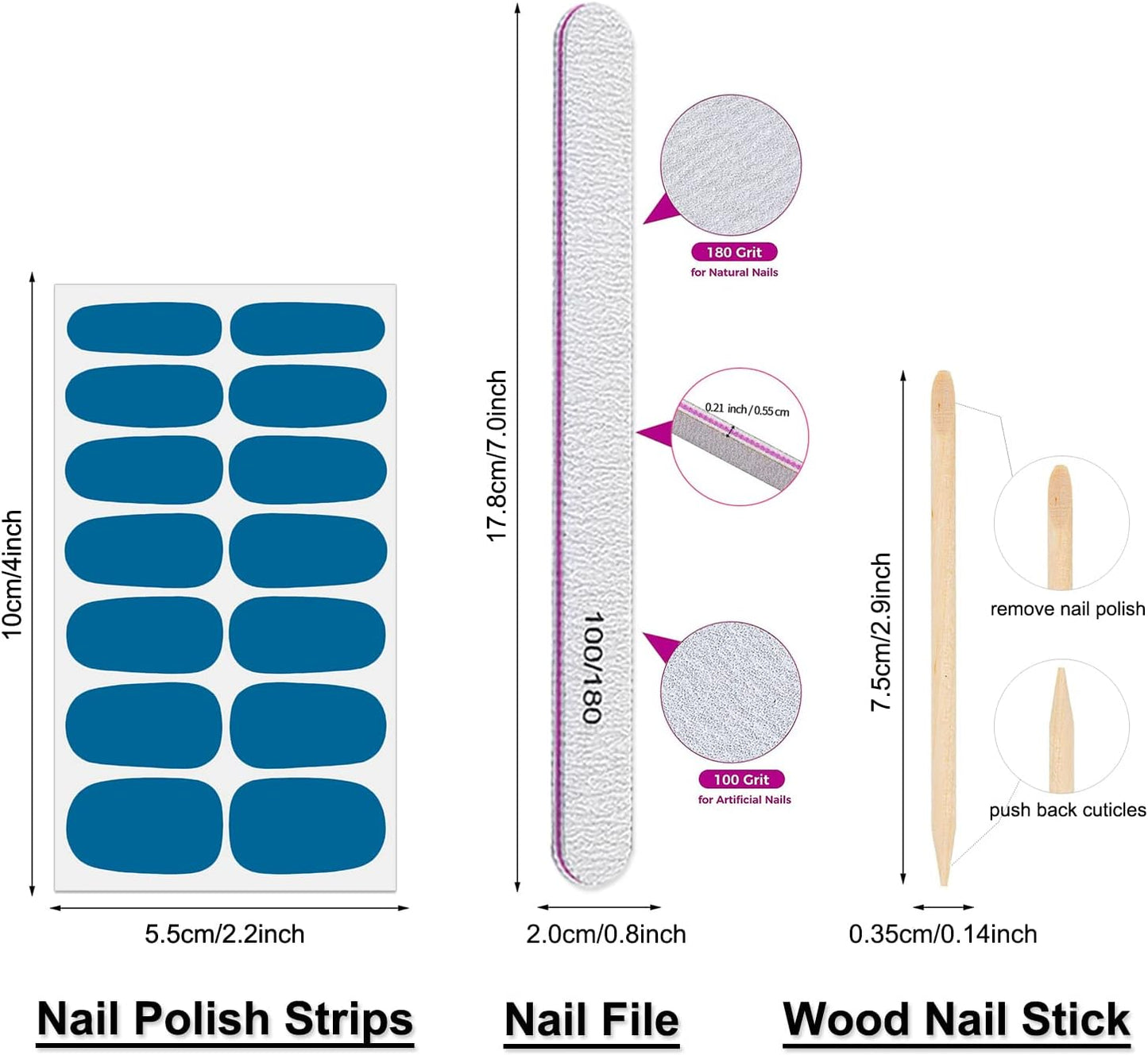 DANNEASY 16 Sheets Nail Wraps for Women Nail Polish Strips Solid Color Self Adhesive Nail Polish Stickers Fingernails Manicure Stickers for Nail Art with 1pc Nail File, Cuticle Stick (Dark Series)