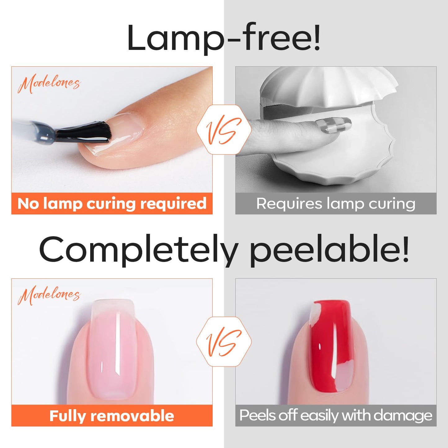 modelones Lamp Free Peel off Gel Base Coat, Peelable Base Coat for Gel Nail Polish Easy Removal Foundation for Beginner Practice Nail Protection without Damage Nails, 10ml