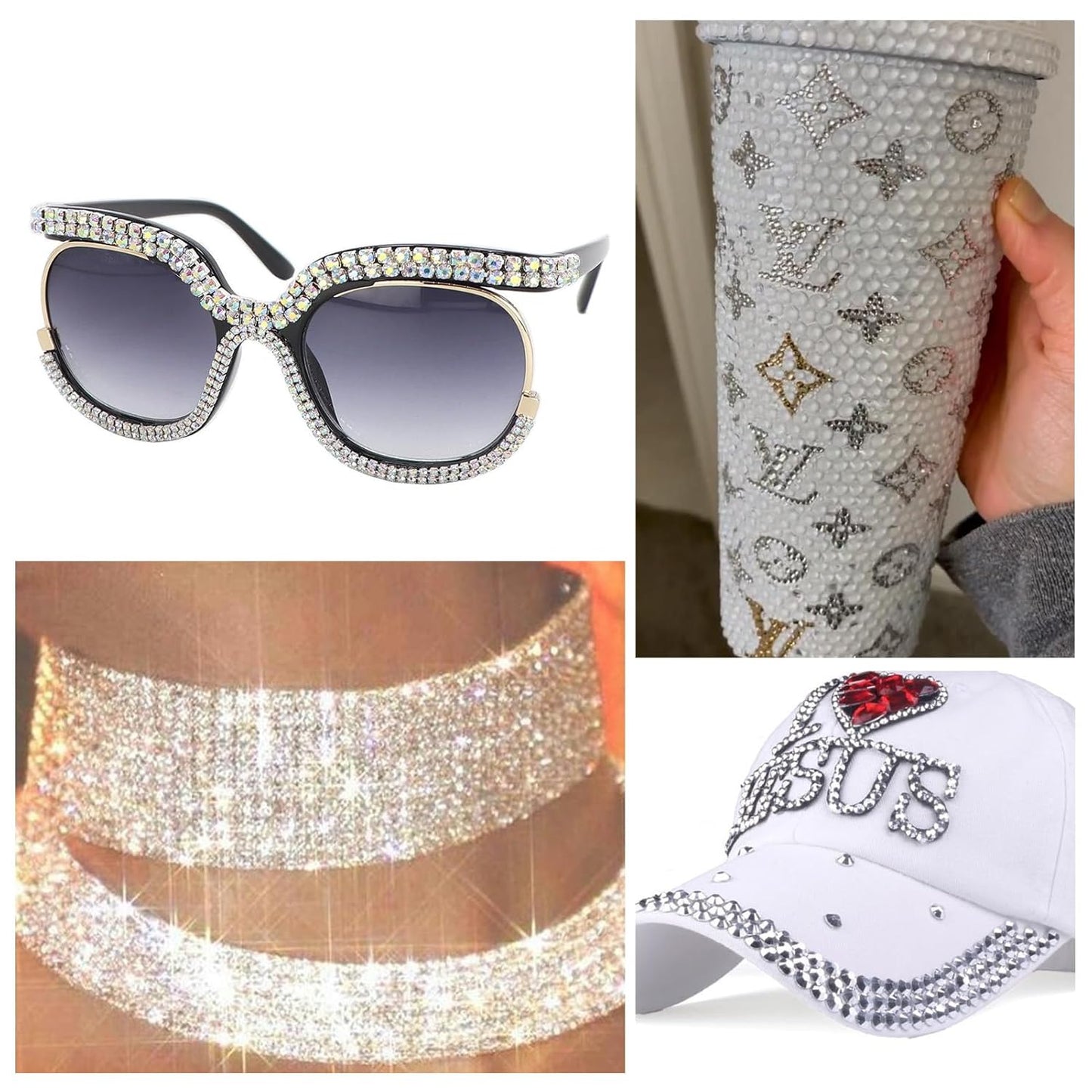 288Pcs Silver Crystal Rhinestones,Glass Flatback Rhinestones Gemstones for Nail Face Makeup Art Crafts Clothes Decoration -(SS30,6.5mm,Silver)