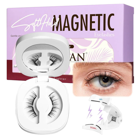 BEYELIAN Magnetic Eyelashes with Applicator, Soft Magnetic Lashes Natural Look Comfortable & Secure Fit Easy to Apply Reusable (1 Pairs, CS02)