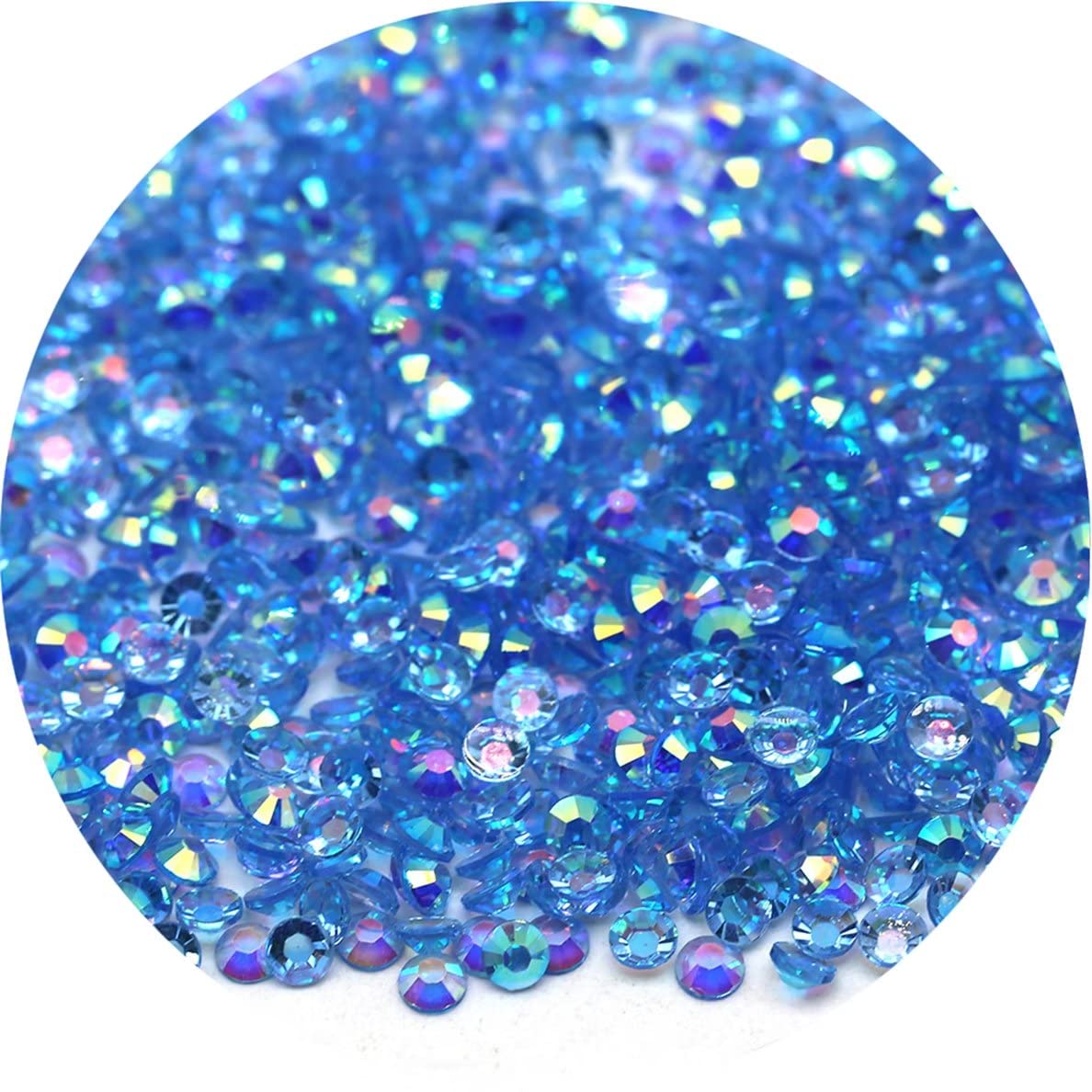 4500 Pcs SS6 2mm AB Flatback Rhinestones for Nails Art Crafts Transparent Glitter Round Gems Crystals DIY Clothes Shoes(Clear Light Sapphire AB)
