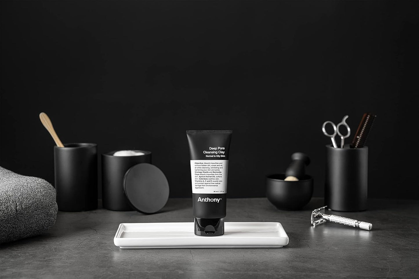 Anthony Deep Pore Cleansing Clay, 3 Fl Oz, Contains Kaolin and Bentonite Clays, Apricot Oil, Calendula, Vitamins A, C, and E, Removes Dirt, Sweat, and Oil While Deep Cleansing and Exfoliating Skin