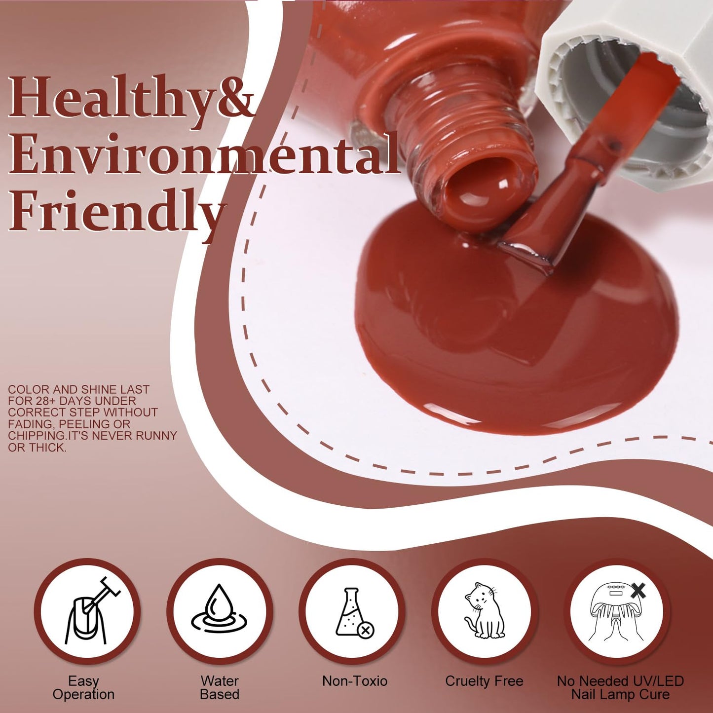 Major Dijit Quick Dry Nail Polish 12ml/0.41fl oz Brown Regular Nail Lacquer Fast Drying & Long Lasting Nail Polish Nail Art Effect for Nail Salon