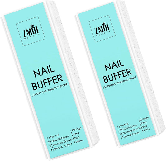 Pro Nail Buffer Block – 2 Pack Luxurious Shine Korean 4-Way Nail Buffing Block – Natural Shine Nails – Manicure/Pedicure Tools for Home and Salon