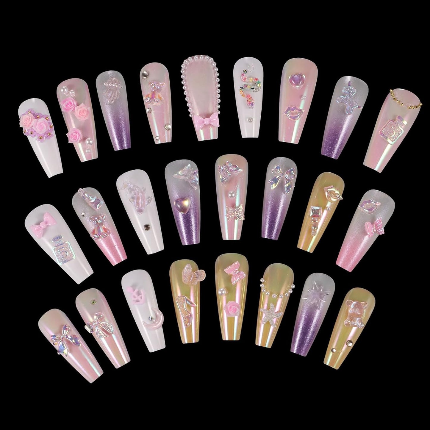 250pc 3D Nail Charms Set - Diverse Shapes & Colors for Acrylic Nails & DIY Crafts (#4)