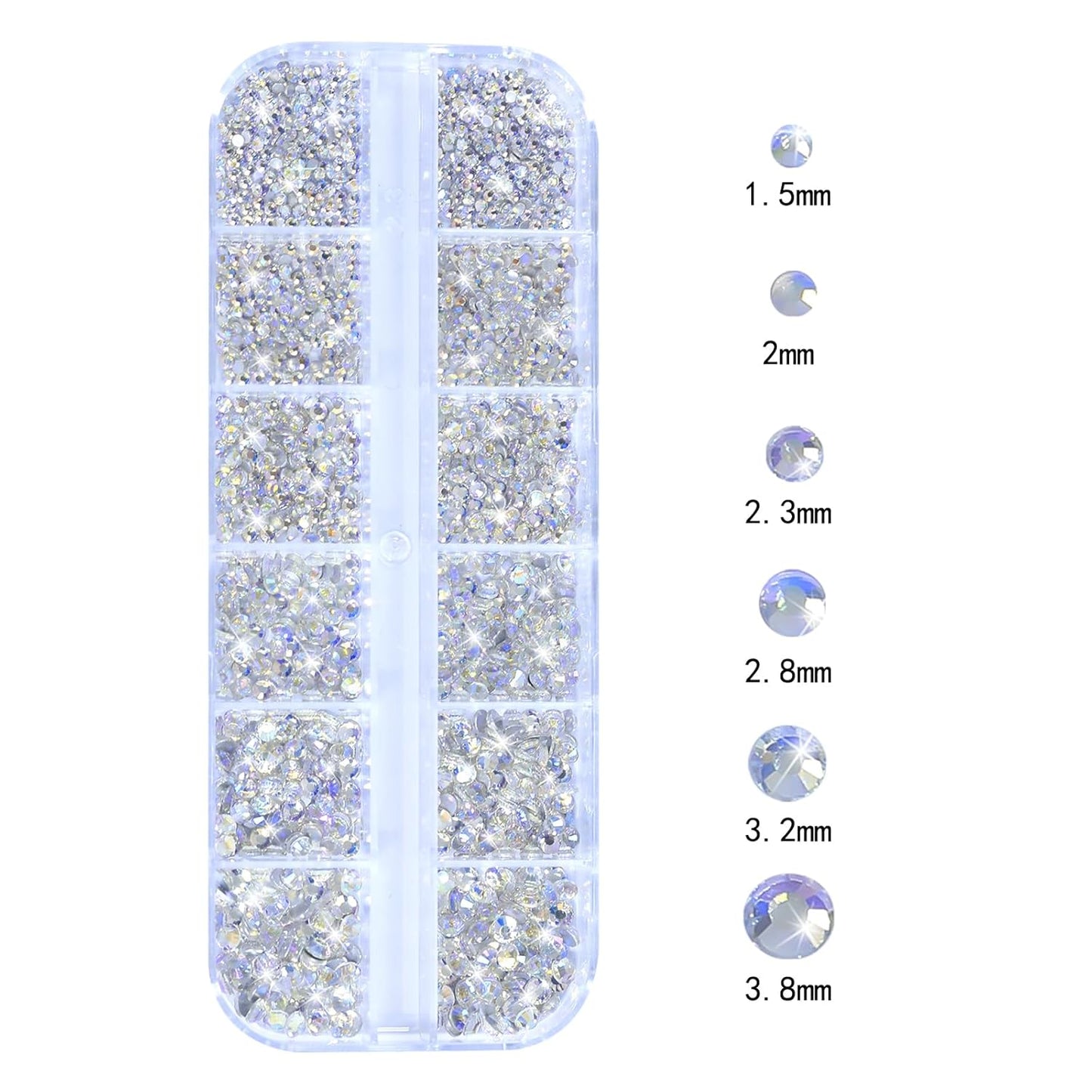 HNUIX Nail Rhinestones - 3D Multi Shape Size, Crystal Blue Moonlight Nail Gems, Flat Back, with Kit, for Nail Art, DIY Decorations