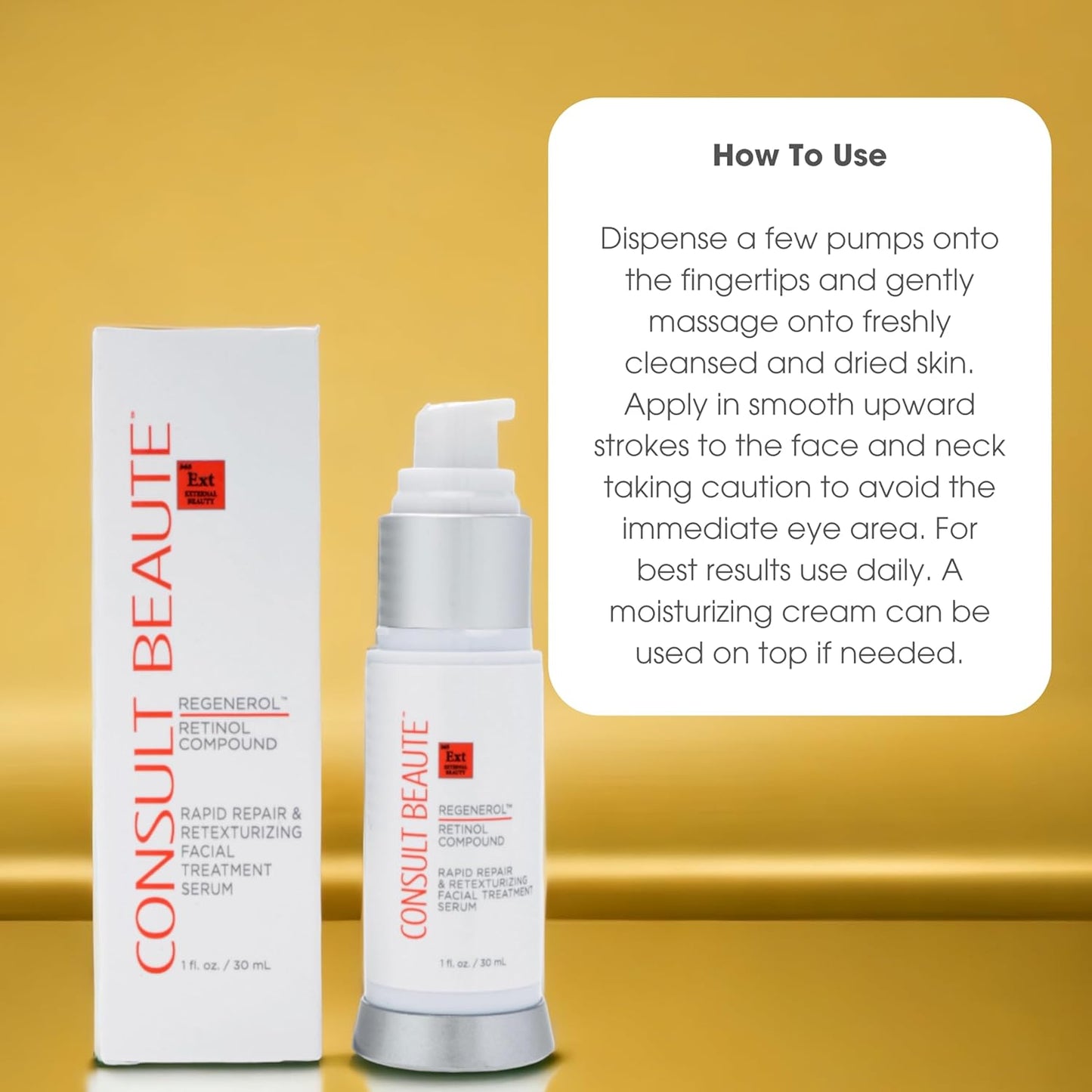 Consult Beaute - Regenerol Retinol Compound Serum for Face - Rapid Repair & Retexturizing Skin Treatment for Lines and Wrinkles - Hydrating Hyaluronic Acid - AHA -1 Fl. Oz.