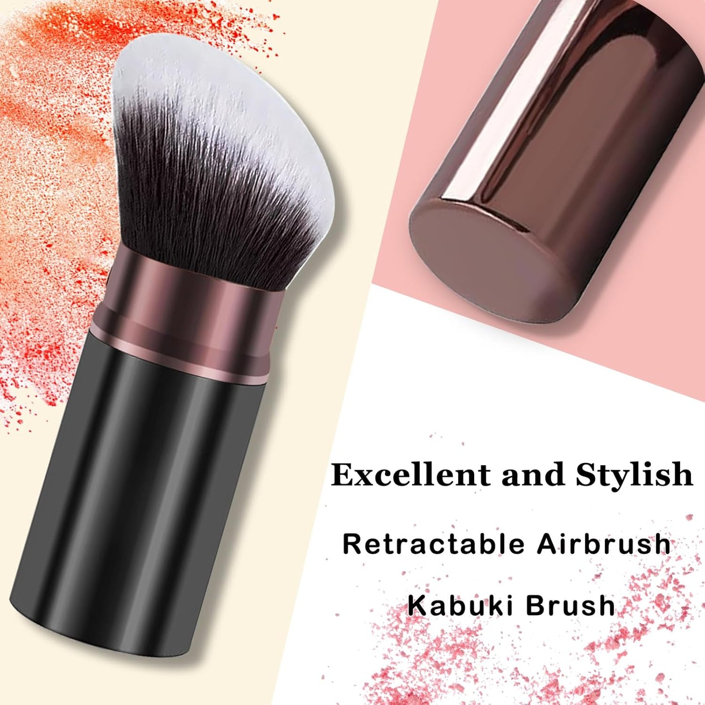 Retractable Kabuki Makeup Brush,Face Blush Brushes Powder Foundation Makeup Brush for Blending Liquid, Blush, Bronzer, Buffing, Sunscreen,Flawless Cosmetics
