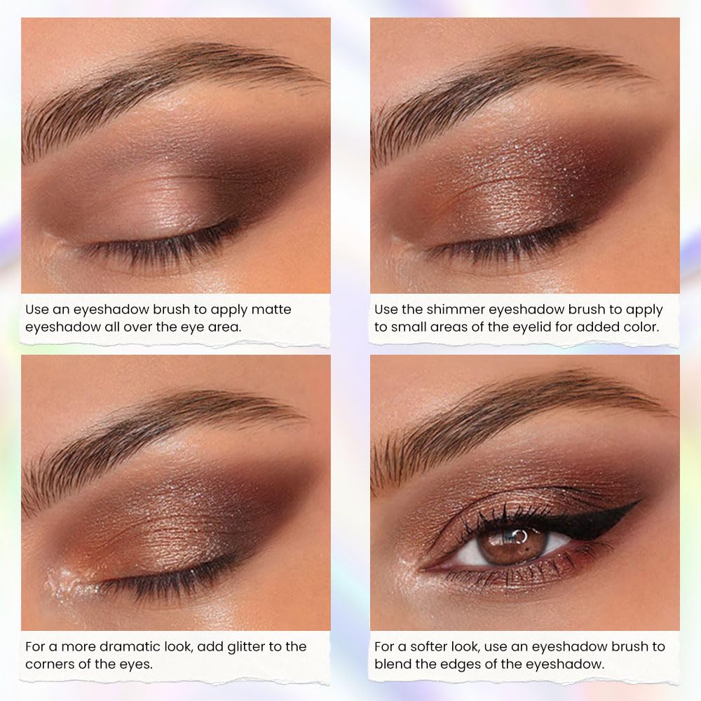 evpct 8 Colors Cream Eye Shadow Palette Makeup for Older Women, Nude Rose Pink Coffee Beige Brown Matte Shimmer Glitter Metallic Dual Eyeshadow Palette Pot creme, Eye Brightener Makeup Highlighter