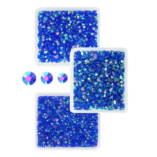 Dark Blue AB Resin Rhinestones for Crafting 3mm 4mm 5mm Royal Blue Flatback Jelly Stones SS10 SS16 SS20 Non-Hotfix Diamonds Crystals Gems for Nails Face Eyes Makeup Tumblers Bottles DIY Crafts