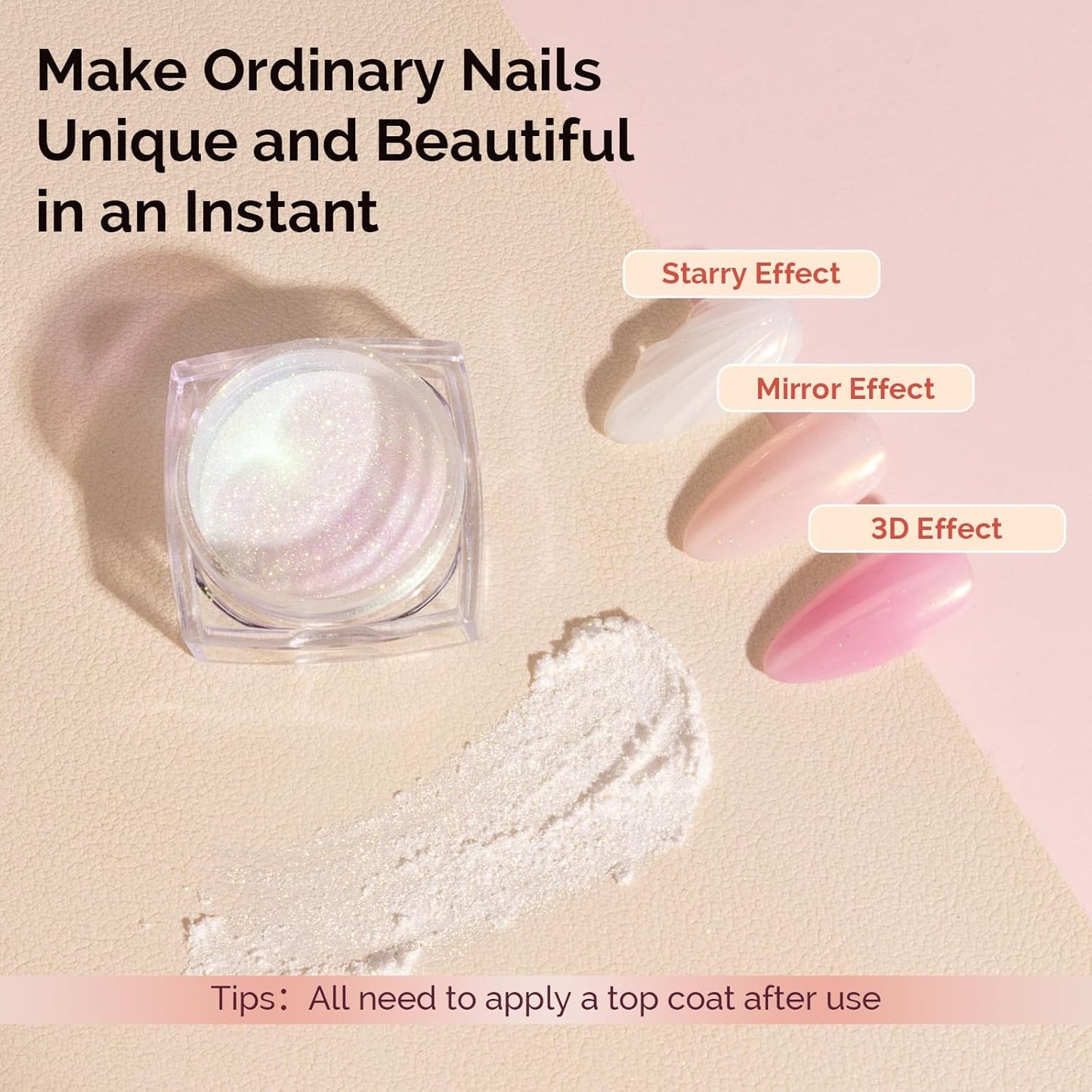 MelodySusie Gold Chrome Nail Powder for Gel Nails,Pearl Powder Mirror Effect Pigment Pearlescent Mermaid Pigment Pearl Glitter for Home DIY Salon Use