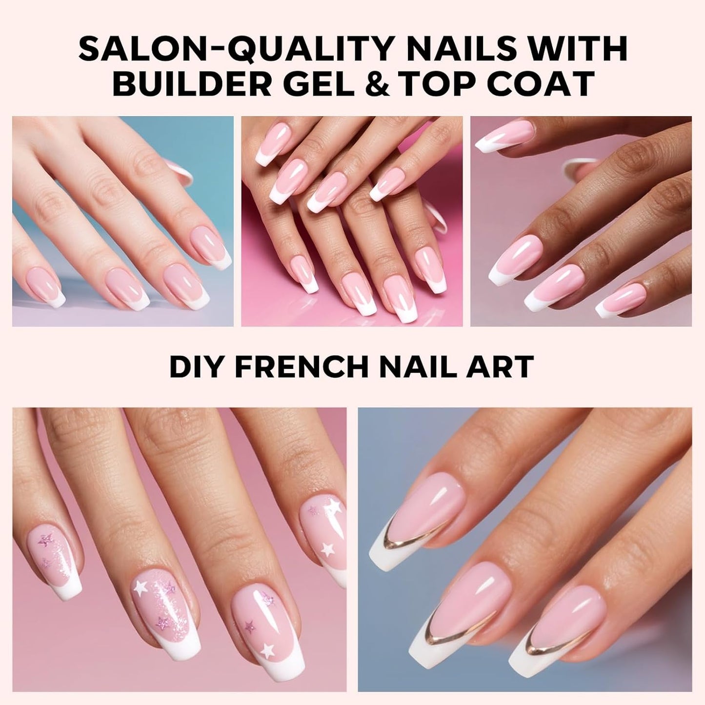 modelones French Tip Press on Nails, 150Pcs Short Coffin Fake Nails with Nail Box, Pink & White Gel Nail Tips for Women, Soft Glue-On Nails for Natural Salon Look, DIY Nail Art Kit (15 Sizes)