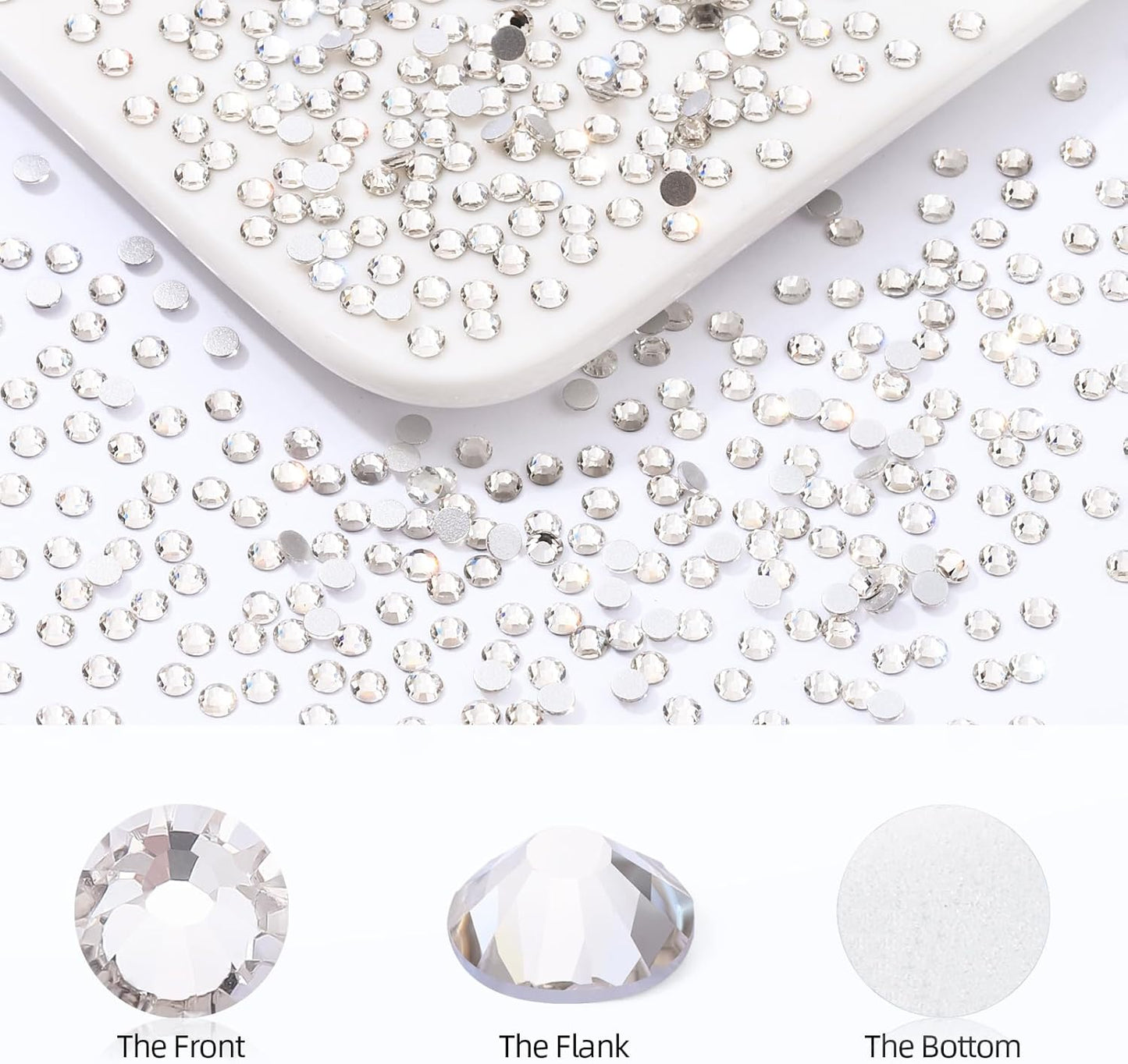 Crystal Clear Flatback Rhinestones, Glass Rhinestones for Nail Art and Craft, Glue Fix, Loose Crystal Gemstones(Crystal, SS4, 2880pcs, 1.5-1.7mm)