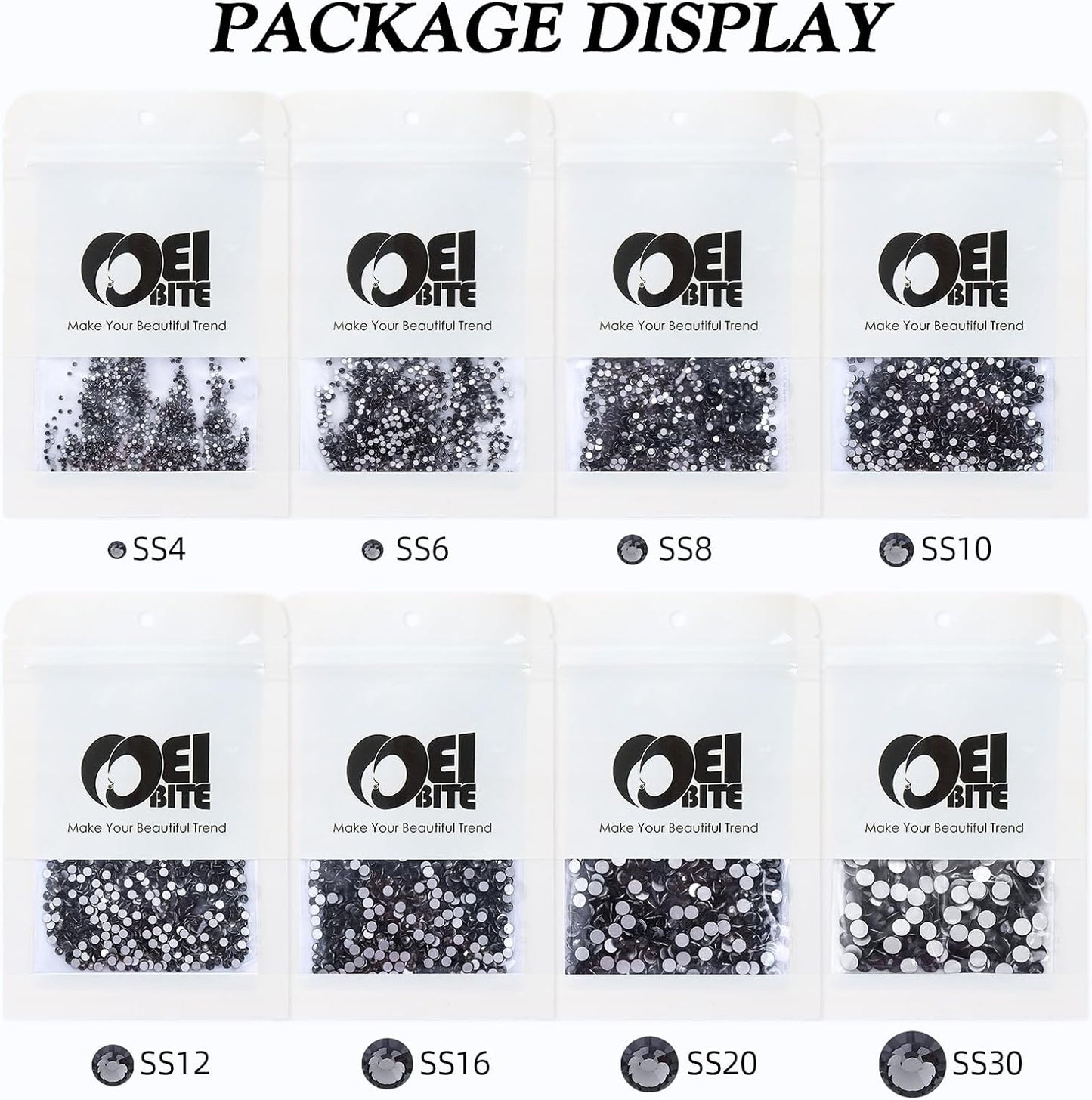 Gray Flatback Rhinestones, Glass Rhinestones for Nail Art and Craft, Glue Fix, Loose Crystal Gemstones(Gray, SS6, 1440pcs, 1.9-2.0mm)