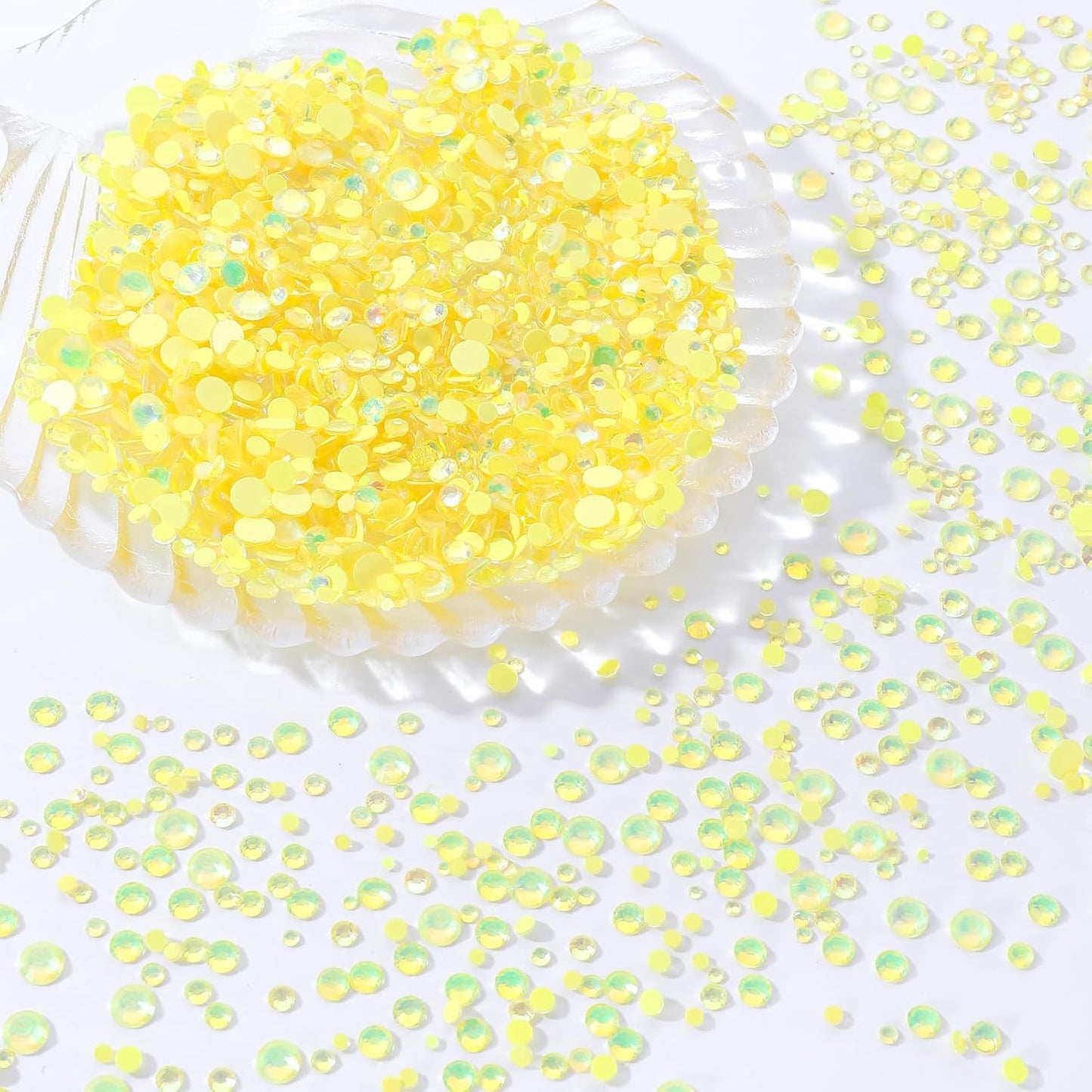 F Yellow Flatback Rhinestones, Glass Rhinestones for Nail Art and Craft, Glue Fix, Loose Crystal Gemstones(F Yellow, SS10, 1440pcs, 2.7-2.8mm)