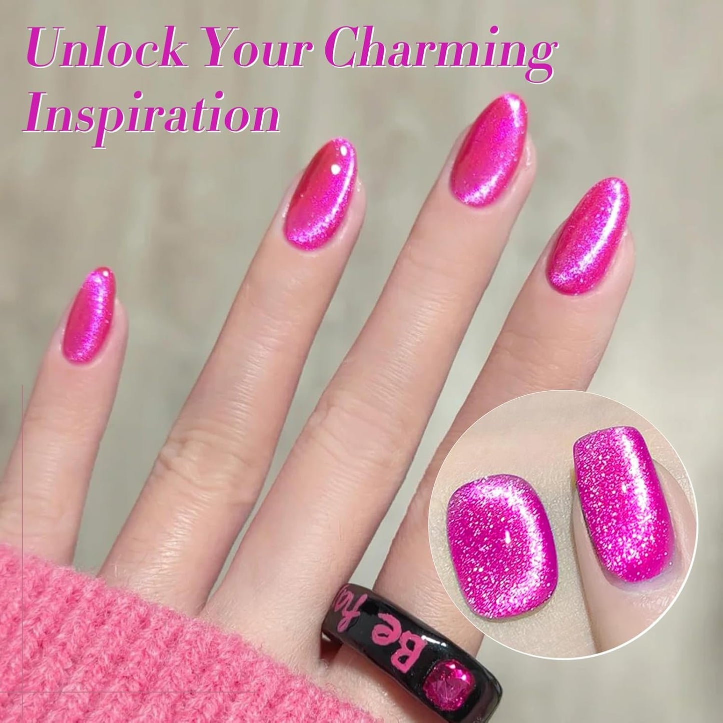 Born Pretty Cat Magnetic Eye Gel Nail Polish Spring Summer Neon Shimmer Glitter Holographic Cat Magnetic Eye Gel Crystal Glass Cat Magnetic Gel Polish Nail Art Manicure DIY at Home 6PCS