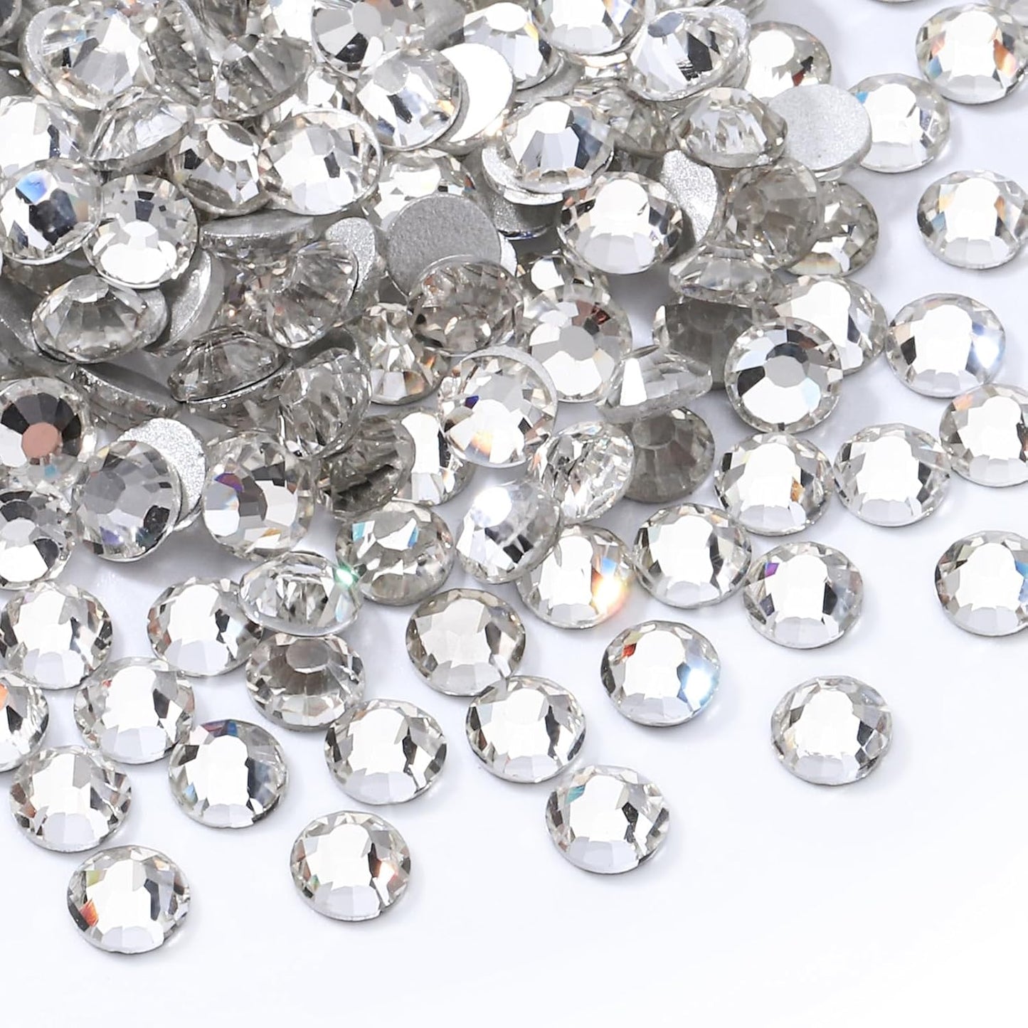 Crystal Clear Flatback Rhinestones, Glass Rhinestones for Nail Art and Craft, Glue Fix, Loose Crystal Gemstones(Crystal, SS34, 288pcs, 7.1-7.3mm)