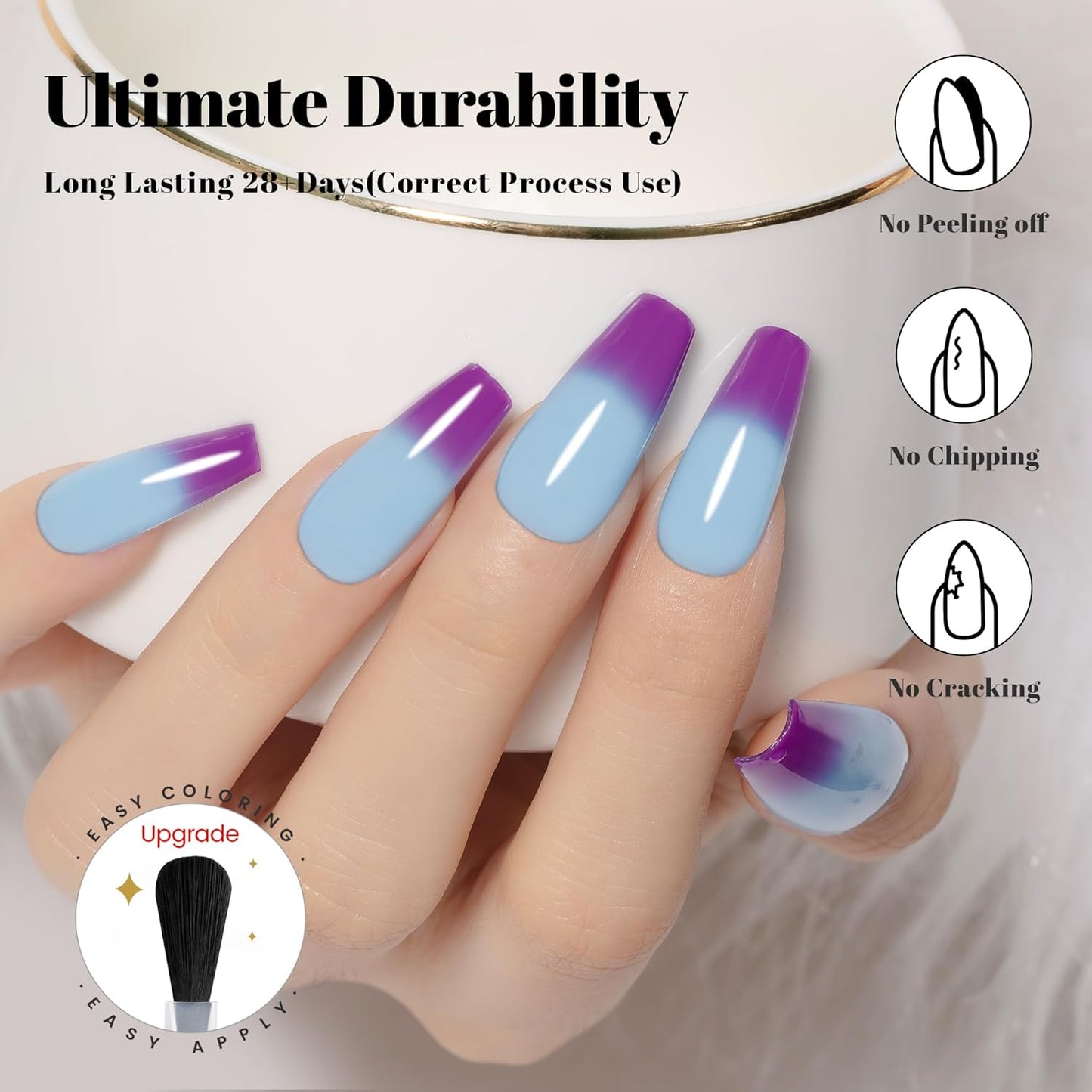 YTD Likomey Color Changing Gel Nail Polish,15ml Blue to Purple Mood Temperature Change Colors UV Nail Gel,Fall Winter Thermal Ombre Manicure Varnish,WB428