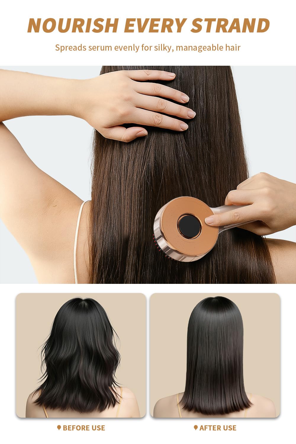 All-in-One Upgrade – 3-in-1 Electric Scalp Comb with Oil Applicator, Detangling Hair Brush, IPX7 Waterproof, Cordless Portable Design