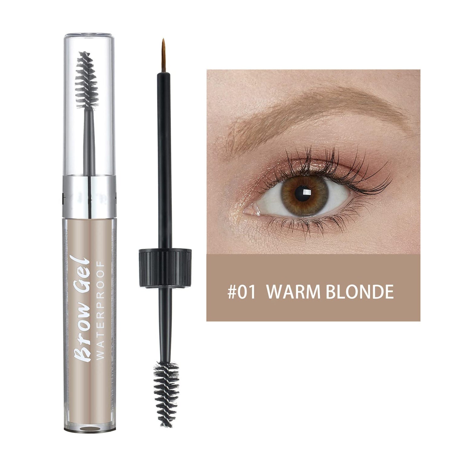 MAEPEOR Waterproof Eyebrow Gel 8 Colors Full-pigmented Long Lasting Liquid Brow Gel for Fuller & Defined Looking (#01 Warm Blonde）