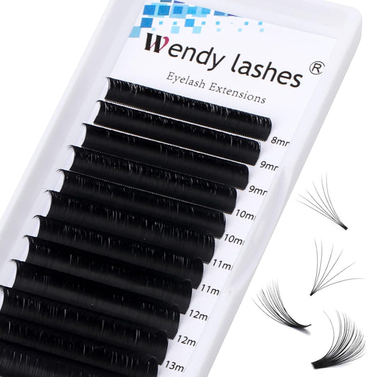 Easy Fan Volume for Lash Artists: Wendy, Handmade Fans for Eyelash Extensions, Self Fanning, Blooming, C-KH, Black, C-0.03-8-14