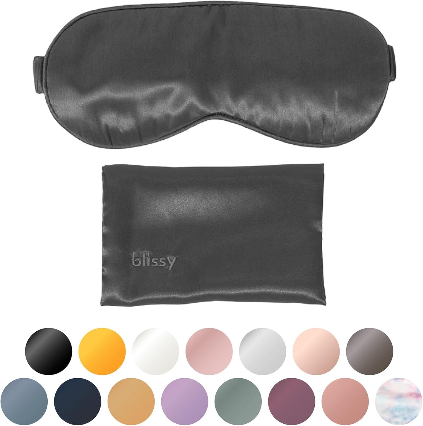 Blissy Silk Sleep Mask - Silk Eye Sleeping Mask for Women & Men for Total Blackout - 100% Pure Mulberry Silk, 22 Momme 6a Fibers - Blindfold Silk Sleep Mask Side Sleeper Eye Cover (Grey)