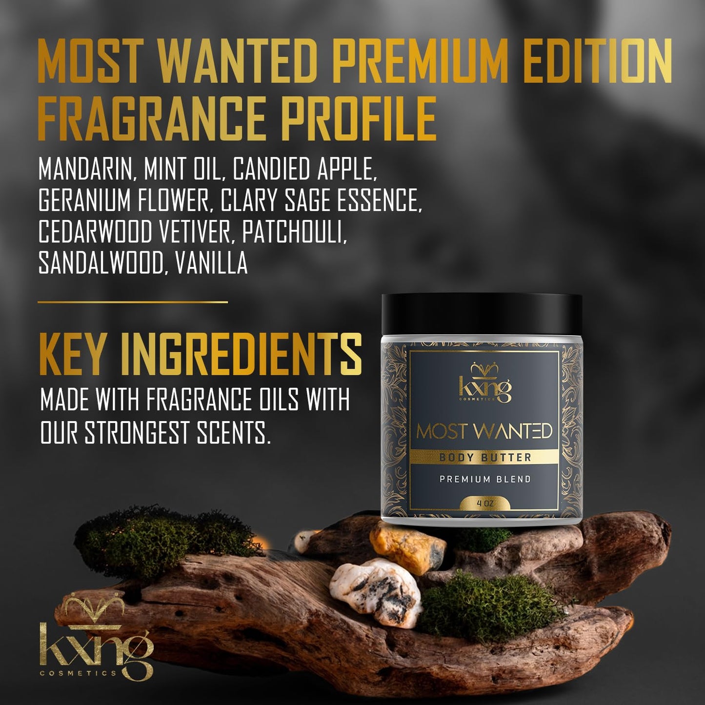 KXNG Cosmetics, Body Butter, Organic Skin Care for Men and Women, Body Moisturizer Lotions and Creams, Raw Shea Butter, Cocoa Butter, Mango, Coconut Oil, Hand, Foot, All Skin Types (Most Wanted)