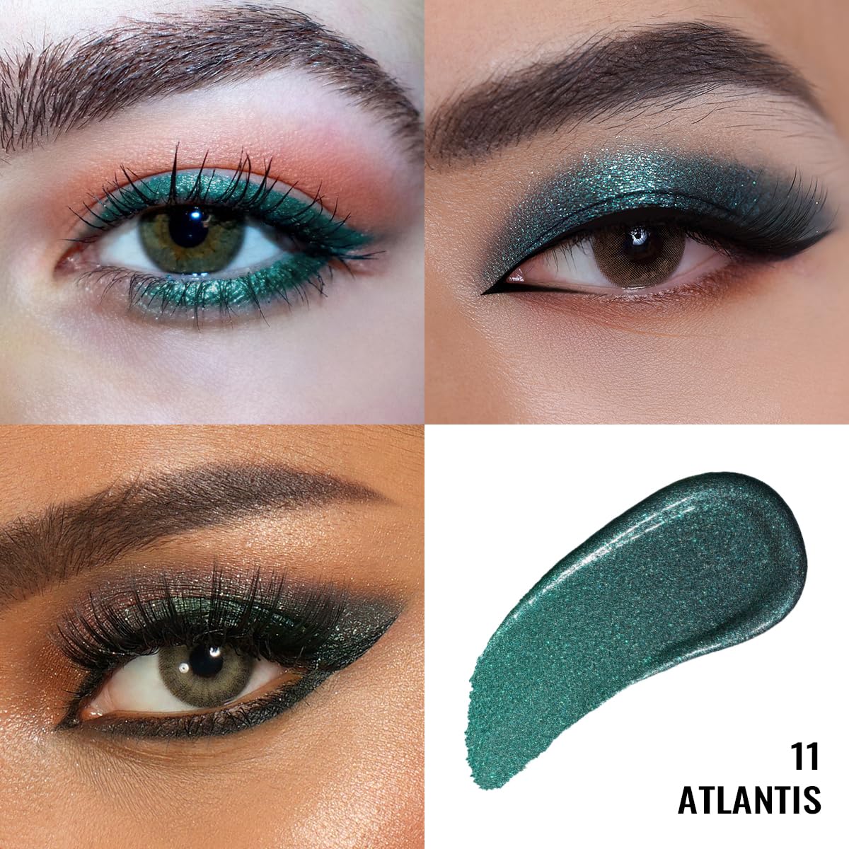 Oulac Liquid Glitter Eyeshadow - Green Shimmer Eyeshadow & Liquid Eyeliner - Non-sticky, One-Swipe Coverage with Quick-Drying, Crease-resistant Formula. Vegan & Cruelty-Free (11)