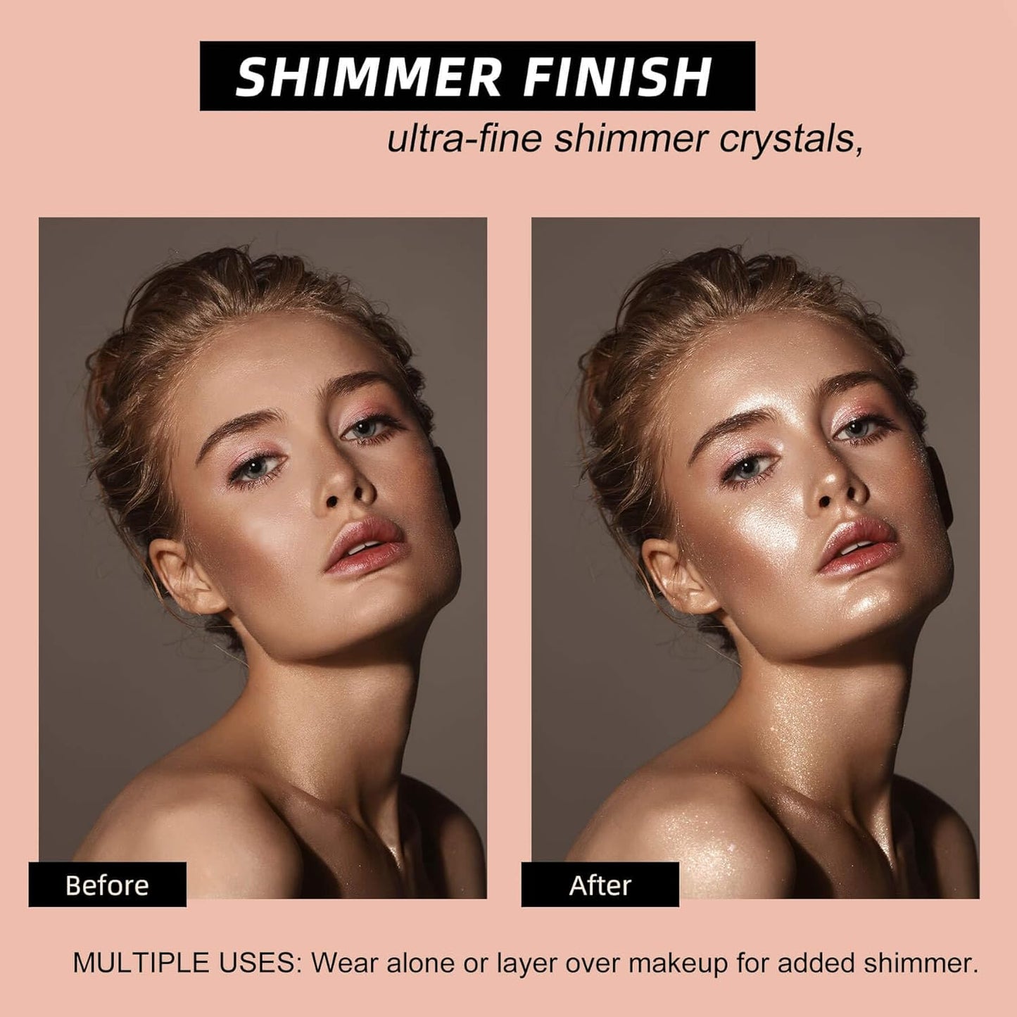 Shimmer Stick for Eyes, Lips, Face and Body Cream Highlight Eyeshadow, Multi-Use Diamond Like Shine, Moisturizing Formula Sheer Finish, Silver Undertone Frost Beam