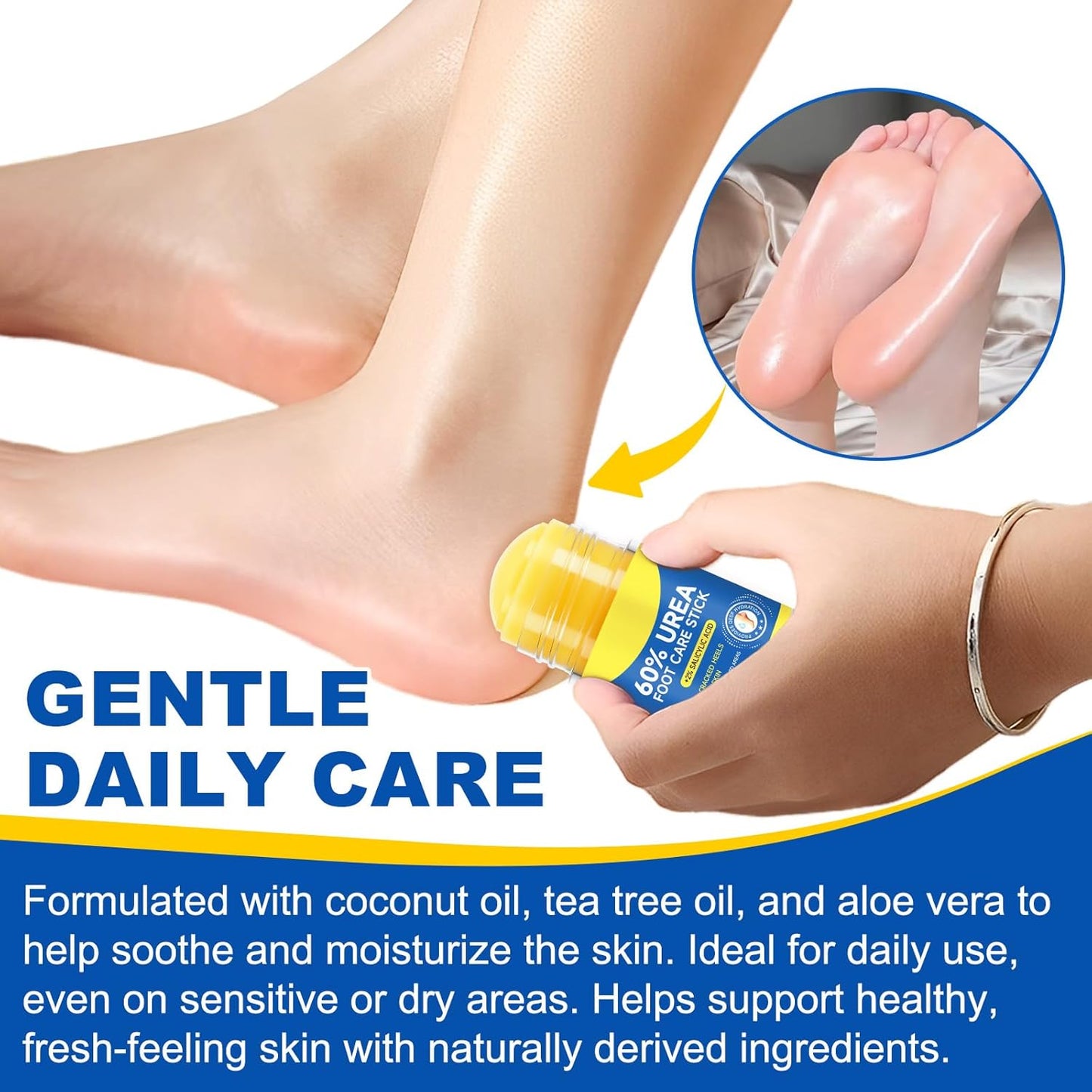 Urea Cream 60% Hydrating Foot Care Stick, 1.41 Fl Oz Foot Cream Moisturizer for Dry Cracked Feet & Hands, Feet Lotion Fast Repairs Rough Heels, Callus Remover