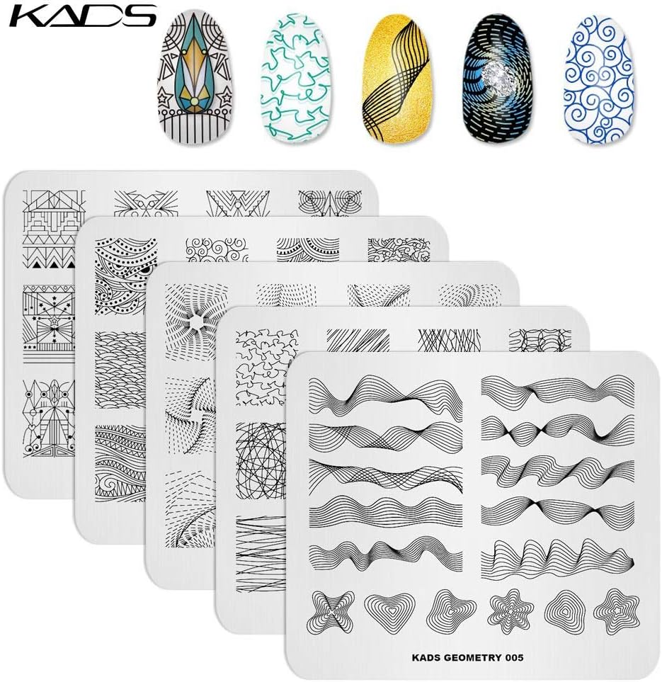 KADS 5Pcs/Set Nail Template Nail Art Template Decoration Tool Geometry Designer Style Image Plate