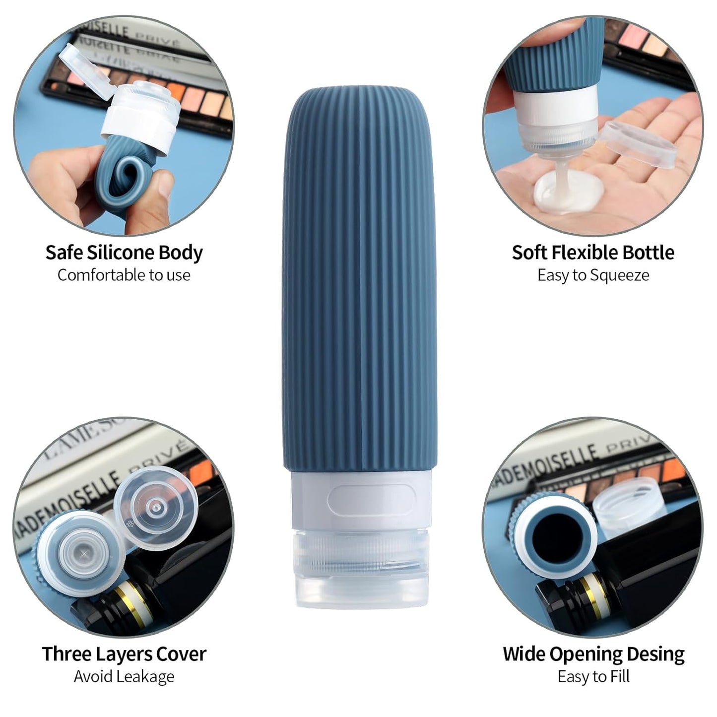 16 Pack Travel Bottles for Toiletries, Large 6oz Silicone Travel Containers jar for Toiletries, Leak Proof Refillable Liquid Shampoo And Conditioner Travel Essentials toiletry Bottles