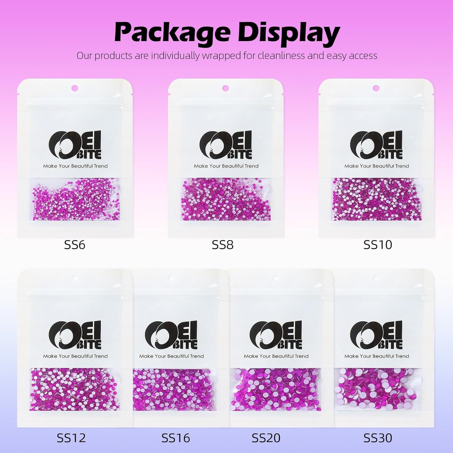 Neon Purple Flatback Rhinestones, Glass Rhinestones for Nail Art and Craft, Glue Fix, Loose Crystal Gemstones(Neon Purple, SS6, 1440pcs, 1.9-2.0mm)