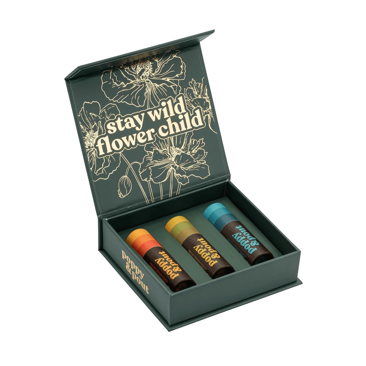 Jumbo Lip Balm Gift Set (3-Pack, Retro Surf) | Poppy & Pout All Natural Lip Balms & Moisturizers | Hydrates with Beeswax, Vitamin E, Organic Coconut Oil | Cruelty-Free | Recyclable Cardboard Tube