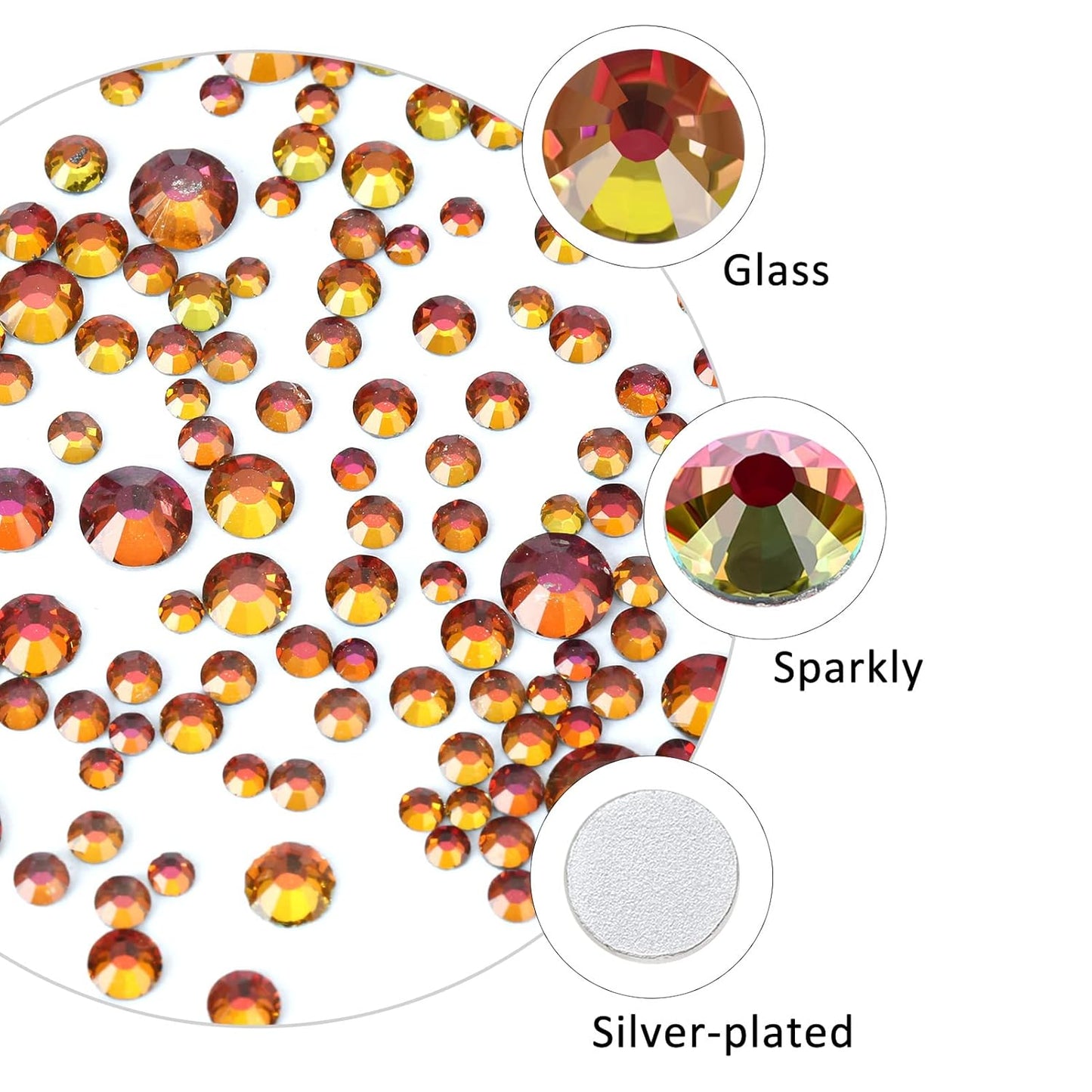 4240Pcs Red Flame Flatback Rhinestones 6 Sizes Crystal Diamonds for Nail Art Crafts Clothes Shoes with Tweezers and Picking Pen