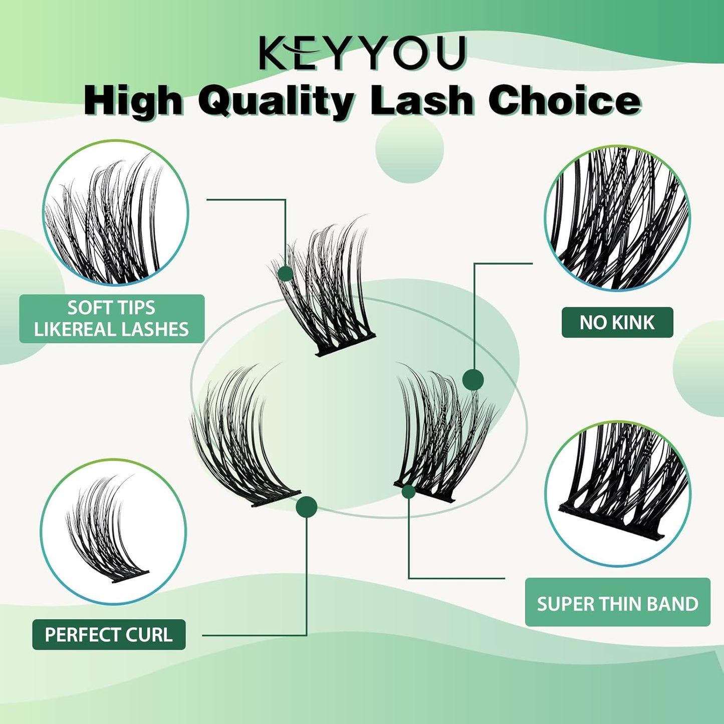 Lash Clusters 96pcs Individual Lashes Y08 D Curl 10mm Cluster Lashes KEYYOU Volume Wispy Lash Extension Soft&Comfortable Easy DIY at Home(Y08 D-10mm)