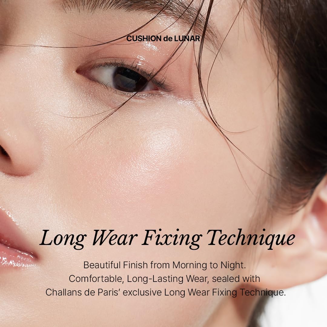[CHALLANS de PARIS] Cushion de Lunar Excellence Foundation – 21 Bright Ivory | Long-Wear, Buildable Coverage, Lightweight Airy Fit, Hydrating Glow, SPF 40 PA+++
