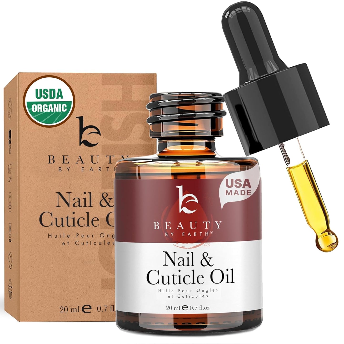 Organic Nail and Cuticle Oil - USA Made Nail Oil for Growth & Strength with Jojoba and Vitamin E, Repair for Damaged Nails & Cuticle Softener made with Natural Ingredients, Nails Care Products