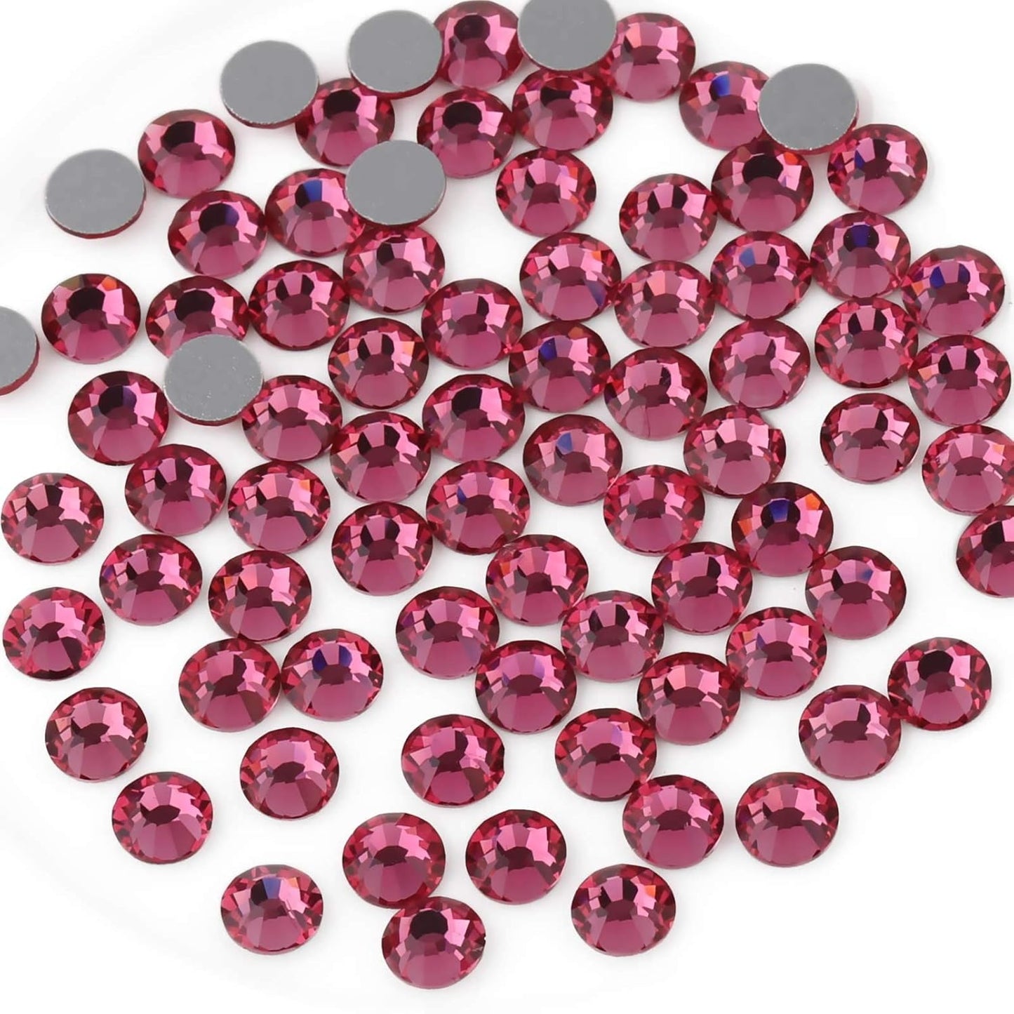 beadsland Flat Back Crystal Rhinestones Round Gems for Nail Art and Craft Glue Fix, Rose, (2.3-2.5mm) SS8/1440pcs