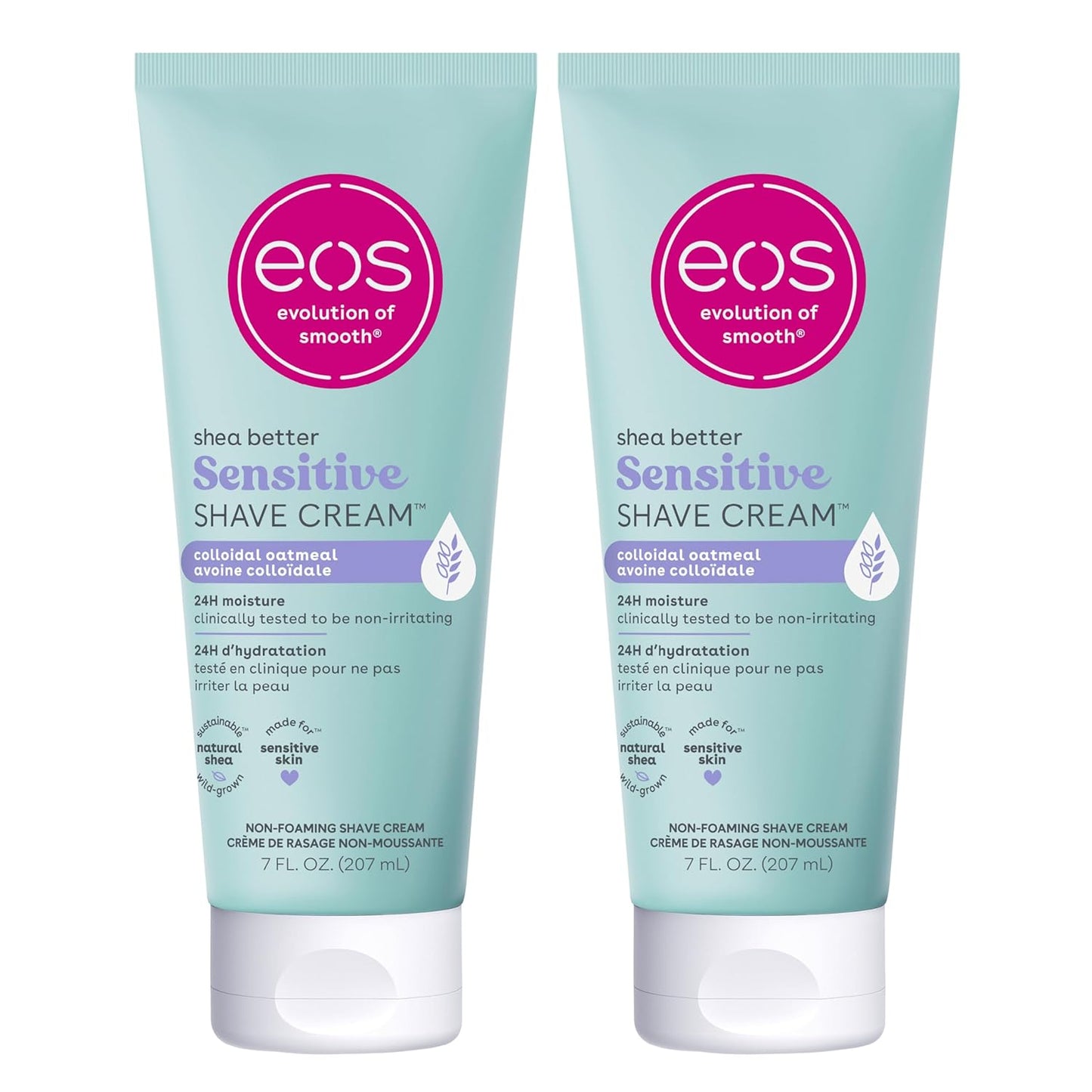 eos Shea Better Sensitive Skin Women's Shave Cream- Fragrance-Free, 2-pack of 7 oz containers