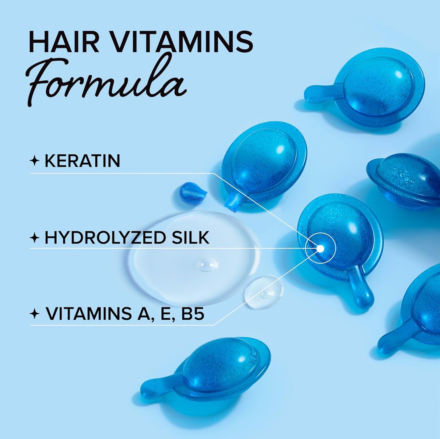 MAREE Hair Oil for Frizzy - Hair Vitamins A, E & B Keratin Styling Capsules with Jojoba & Argan Oil - Anti Frizz Serum for Women - Frizzy, Damaged, Dry and Curly - Sérum Gotas & Aceite Para el Cabello