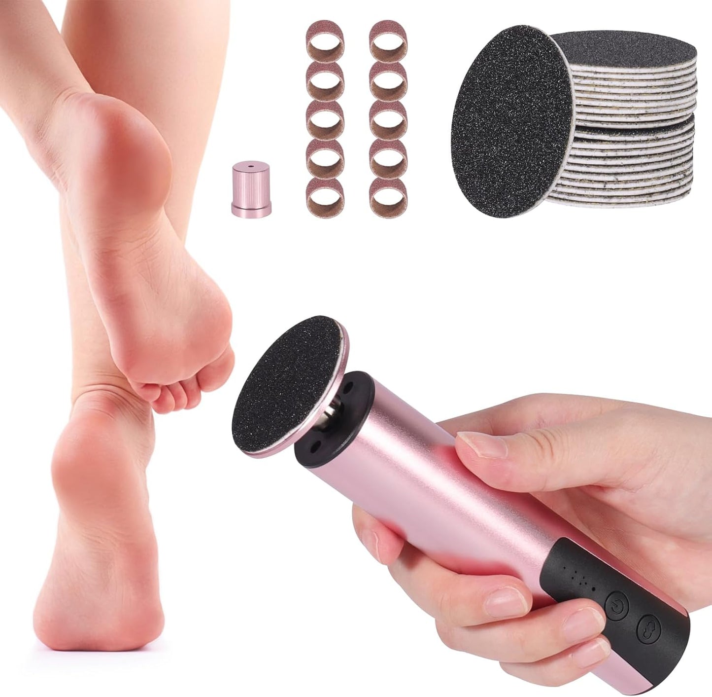 ele ELEOPTION Electric Callus Remover for Feet Electric Foot File Nail Grinder 6 Speed Adjustable Rechargeable Professional Foot Sander Pedicure Tool for Feet Dry Dead Skin Pink