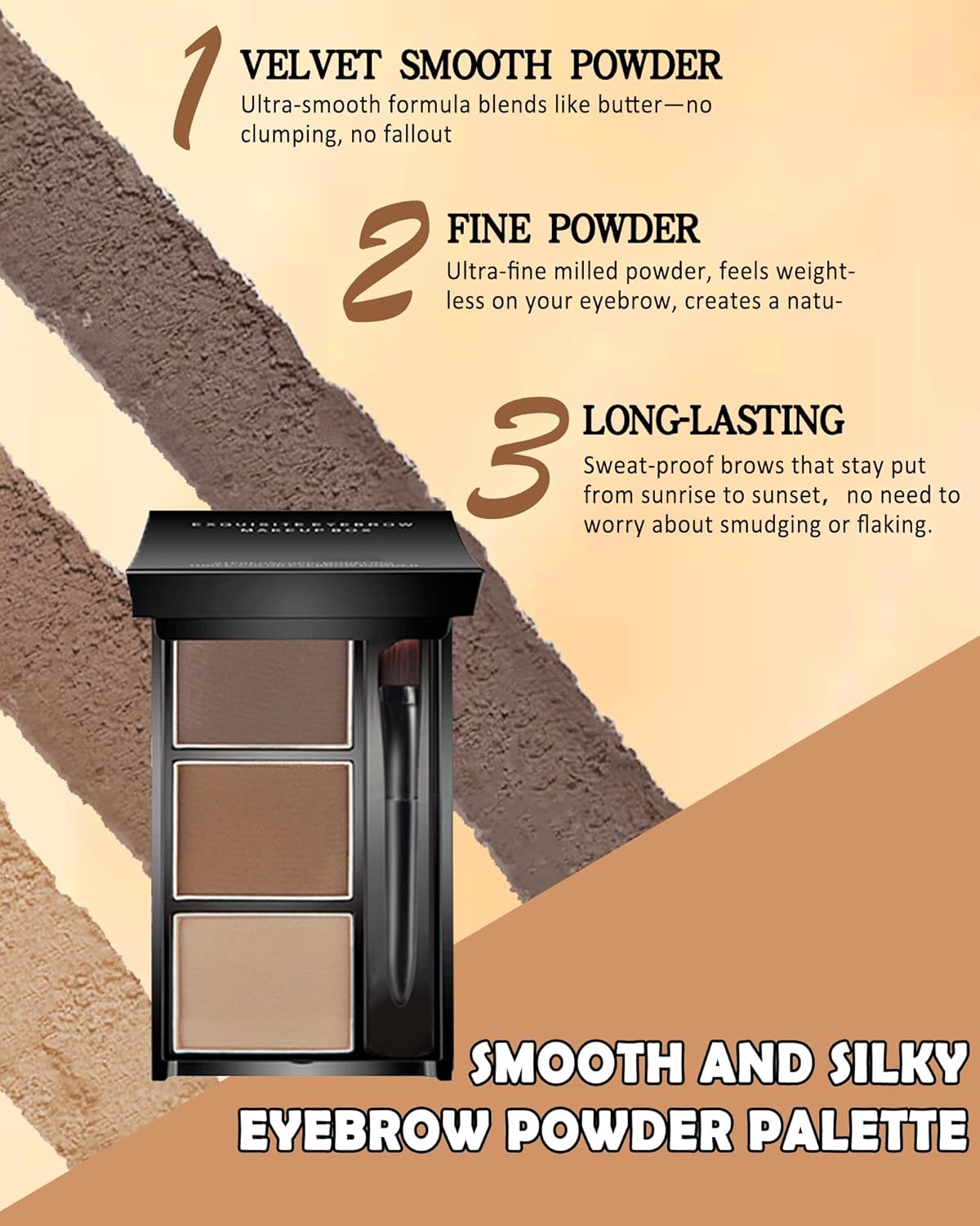 Eyebrow Powder Makeup Kit, 3 in 1 Eyebrow Kit, Brow Powder Palette Waterproof Long-Lasting, Grey Brown Beige Brow Filler, Fill & Sculpt Full Eyebrow Kit for Women, With Mirror, Brush & Razor Set 03