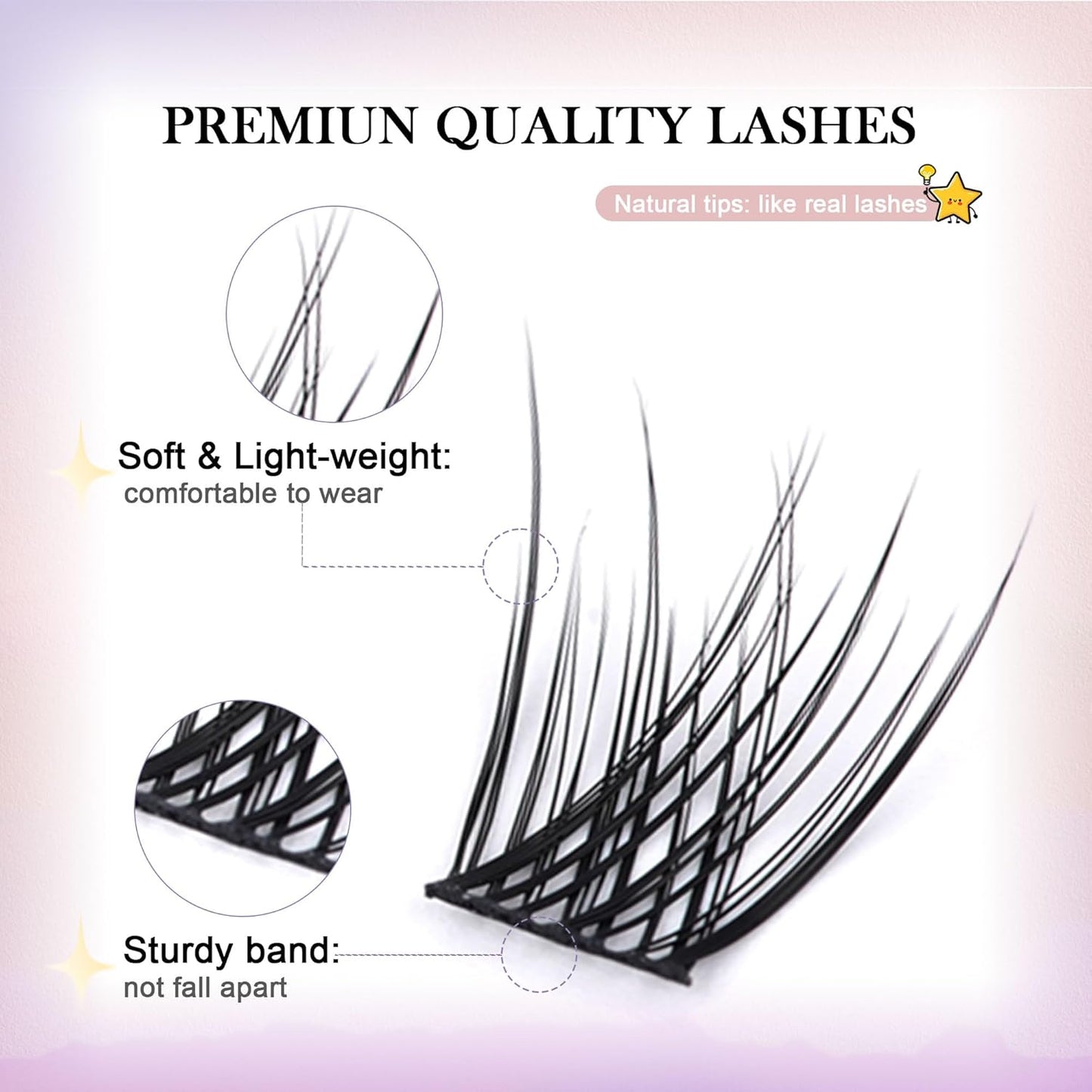 GAQQI Lash Clusters, Eyelash Clusters C Curl Cluster Lashes 168PCS 10-16MM, Wispy Individual Lashes Natural Cluster Eyelash Extensions (GQ03,10-16mm, C Curl)