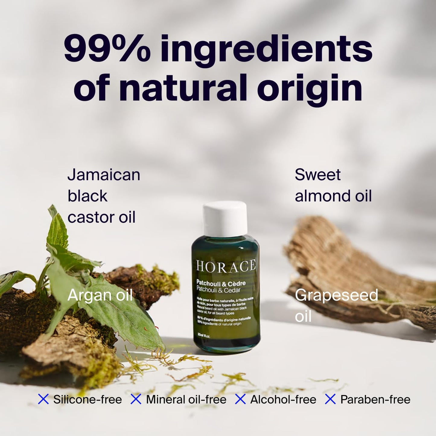 HORACE Patchouli & Cedar Beard Oil for Men - Conditioner with Argan Oil - Gentle Beard Care for All Skin Types - Woody, Aromatic Scent, 30 ml