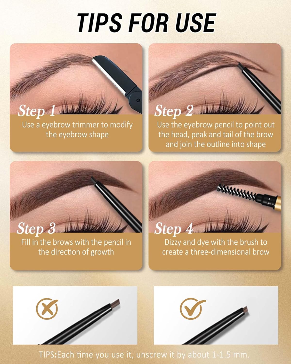 Eyebrow Pencil, 12Pcs Brown Ultra-Fine Retractable Eye Brow Pencil,Long-Lasting Waterproof Eyebrow Tint Pen Kit for Define Shape and Fill Brow,Thanksgiving Eye Makeup Gift Set for Women Girl-03